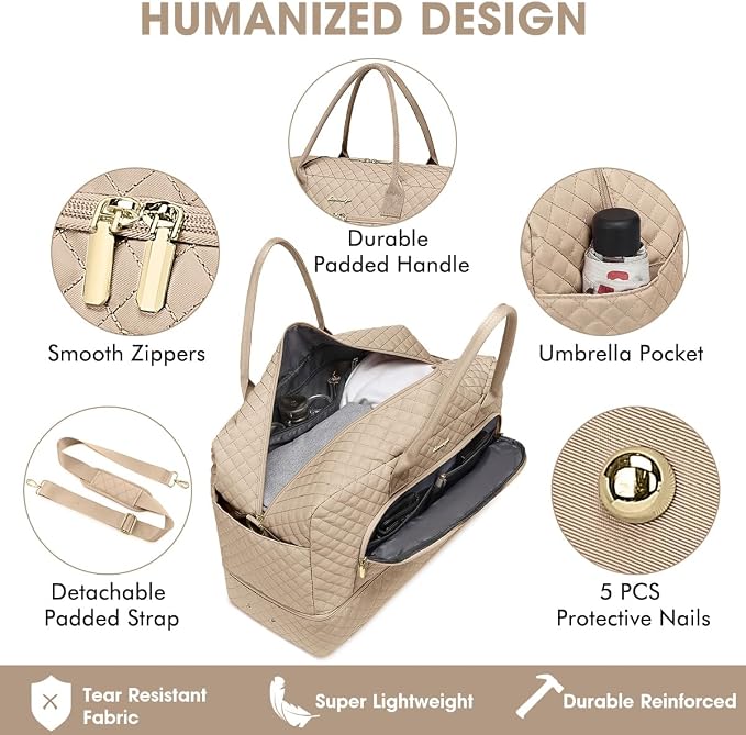 Travel Duffle Bag Weekender for Women - Carry-On Overnight Bag Personal Item Bag with Shoe Compartment & Wet Pocket Large Weekend Tote Bags with Toiletry Bag Hospital Bags for Labor and Delivery - Image 3
