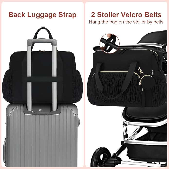 Diaper Tote Bag for Baby 6PCS, Large Mom Hospital Bags with Changing Pad | Mommy Bags for Labor and Delivery, Baby Shower Girl Boy Gift, Mama Bag with Pacifier Case Storage Bag and Shoulder Strap - Image 6