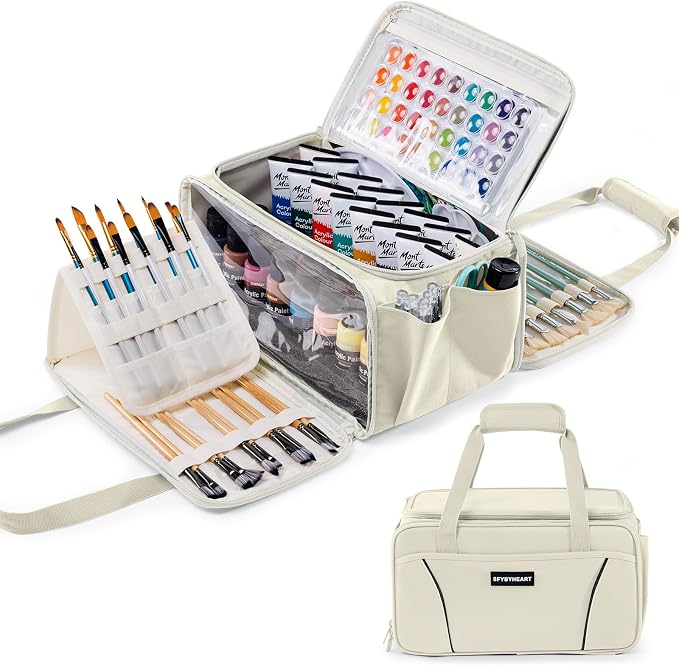 SFYBYHEART Acrylic Paint Storage, Craft Organizer, Art Supply Organizer, Art Tote Bags, Paints Brush Holder for Apple Barrel Acrylic Painting, Palette Board by SFYBYHEART