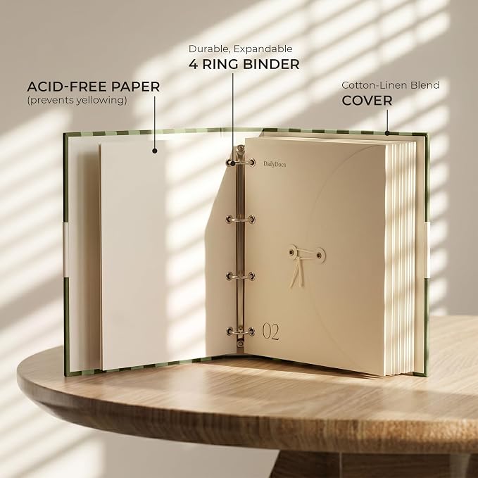 Document Organizer Binder for Important Papers & Passports, Olive - Image 2