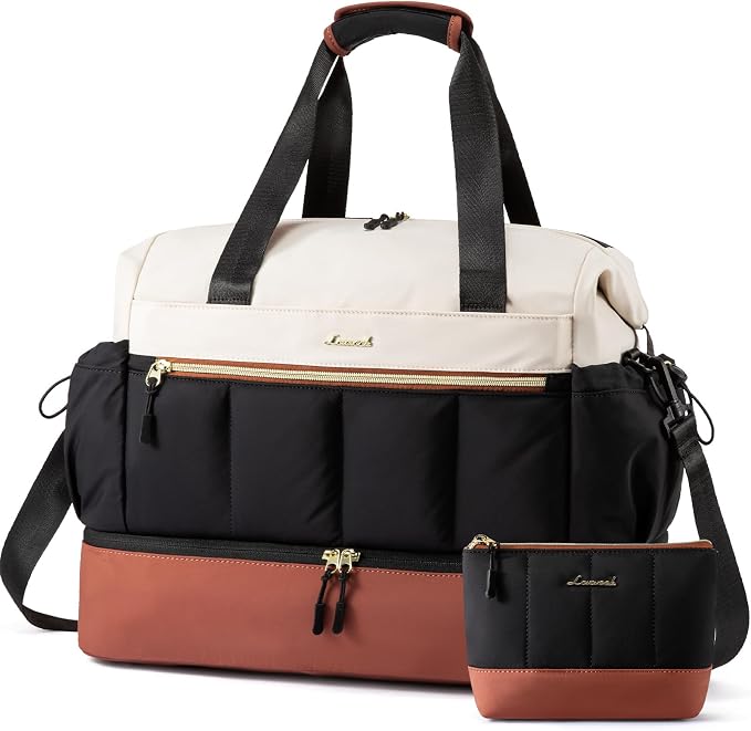 LOVEVOOK Travel Duffel Bag, Weekender Bags for Women, Large Overnight Bags with Shoe Compartment, 38L Carry on Gym Hospital Bag with Wet Pocket, 2 Pcs by LOVEVOOK