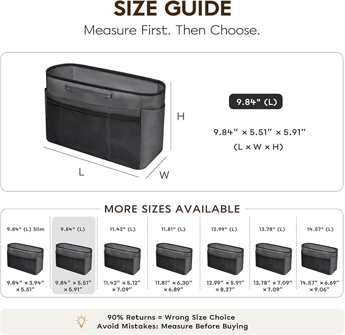 GIVLEFLY Purse Organizer Insert for Tote Bag, 9.84 Inch Satin Bag Organizer with Zipper Top, Multi Pocket Handbag Organizer - Image 4