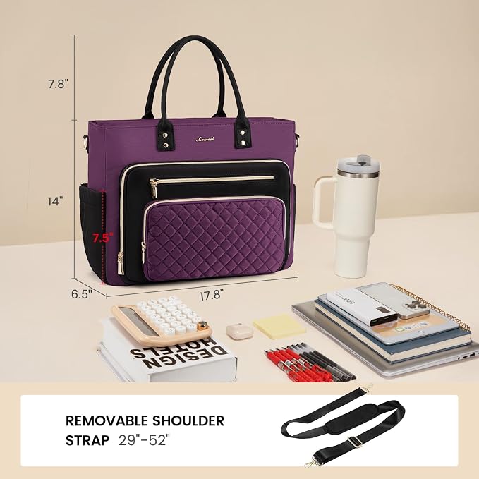 LOVEVOOK Laptop Tote Bag for Women, Work Bags Laptop Bag Nurse Bags With Laptop Compartment, Professional Computer Briefcase With Large Cup Holder, Business Large Purses Handbag Gifts, 17.3 Inch - Image 8
