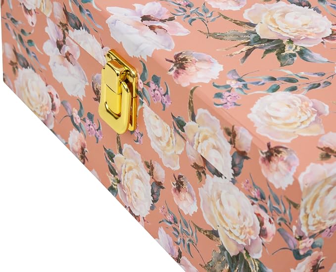 2-Piece Vintage Floral Keepsake Boxes with Lids, Romantic Botanical Garden Design, Decorative Cardboard Memory Storage with Gold-Tone Accent, Elegant Home Décor Storage - Image 5