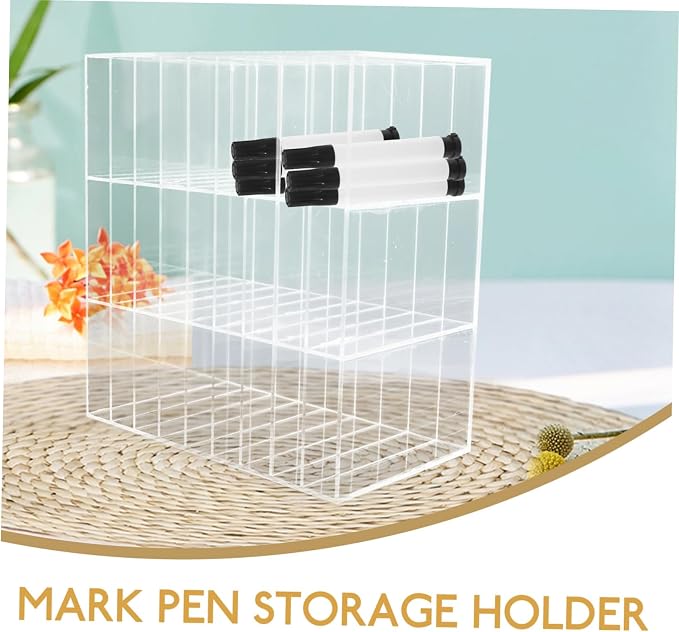 Sewroro Multifunctional Marker Storage Stand Transparent Pen Holder for Desk Organization for School Supplies and Crafting Station - Image 5