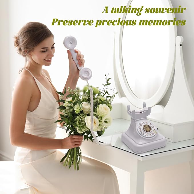 Audio Guest Book Wedding Phone can Record Customized Audio Guest Books for Weddings, banquets and Parties, and it Supports Playing Guests' Voice Message Information on The Device Itself.White - Image 3