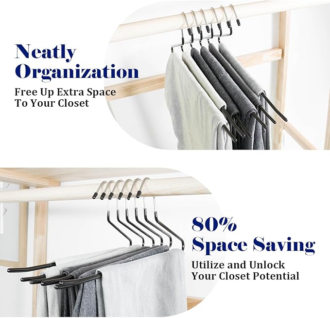 20 Pack Open Ended Pants Hangers with Non Slip Design,Suitable for Trousers,Jeans,Towels for Closet Space Saving,Durable Metal Material with Rubber Coating (Black) - Image 3