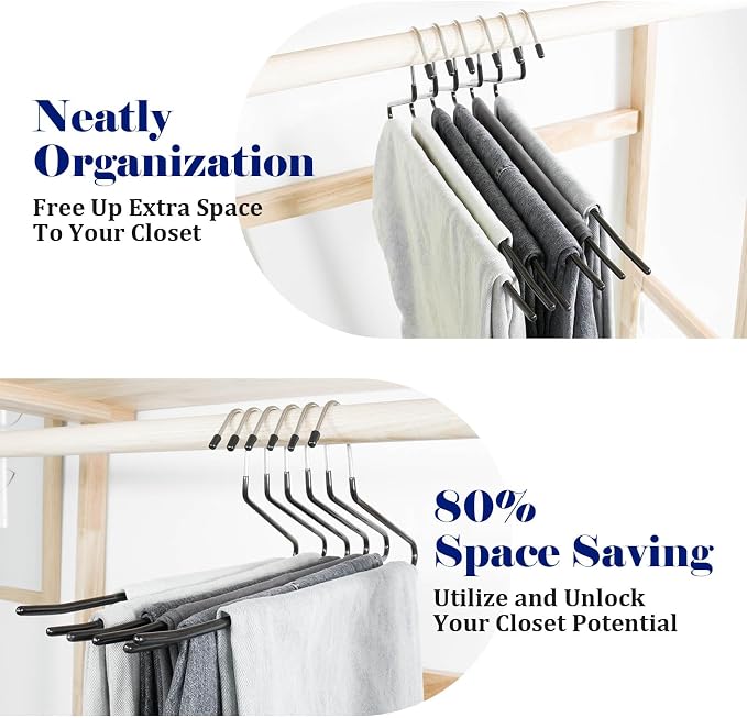 50 Pack Open Ended Pants Hangers with Non Slip Design,Suitable for Trousers,Jeans,Towels for Closet Space Saving,Durable Metal Material with Rubber Coating (Black) - Image 4