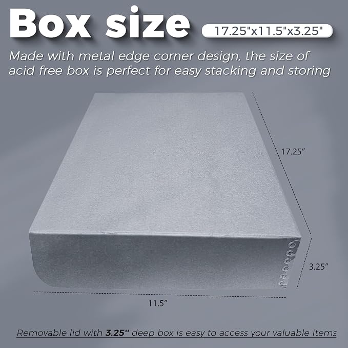 Lineco, 11x17 Clamshell Archival Folio Storage Box, 3" Deep | Acid-Free with Metal Edge Preservation Box, Preserves Picture, Magazines, Organize Photos, Documents, Artwork, DIY - Image 3