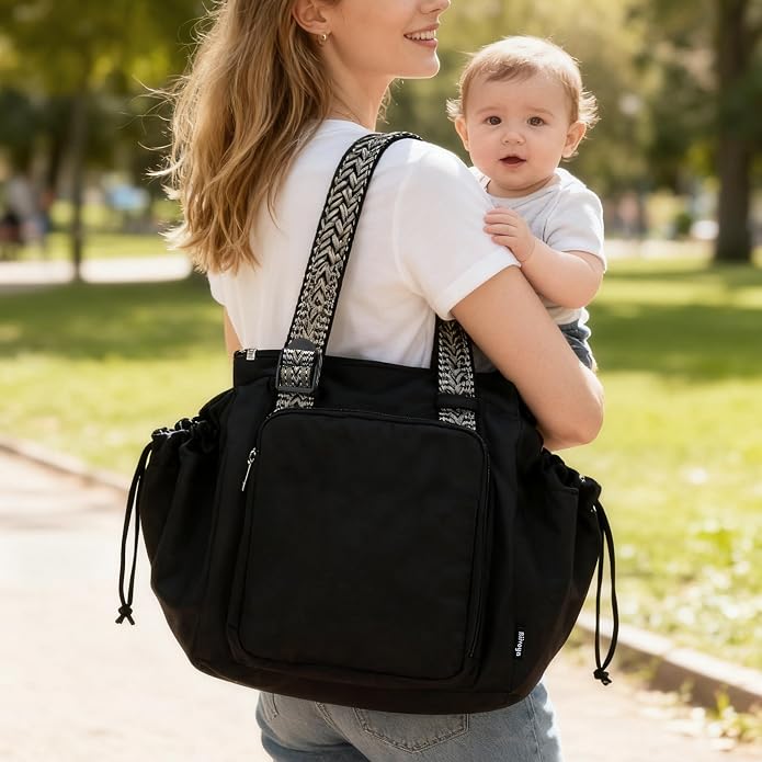 Everyday Bag Tote for Women, Spacious Diaper Bag with 16 Pockets, Durable Travel Bag, Sleek Work Shoulder Bag - Image 7