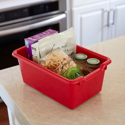 ECR4Kids Scoop Front Storage Bin, Multipurpose Organization, Red, 5-Piece | Durable plastic, GREENGUARD Gold Certified, 1.2 gallon capacity, lightweight & nestable, built-in handle, classroom/home use - Image 7