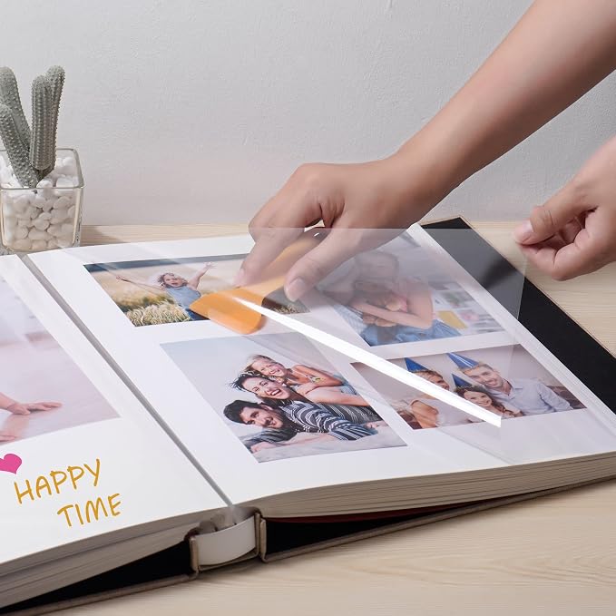 Large Photo Album Self Adhesive 4x6 5x7 3x5 8.5x11 Scrapbook Magnetic Album DIY Scrap Book Length 13 x Width 12.8 (Inches) 120 Sticky Pages Linen Cover DIY Photo Album (Khaki) - Image 2