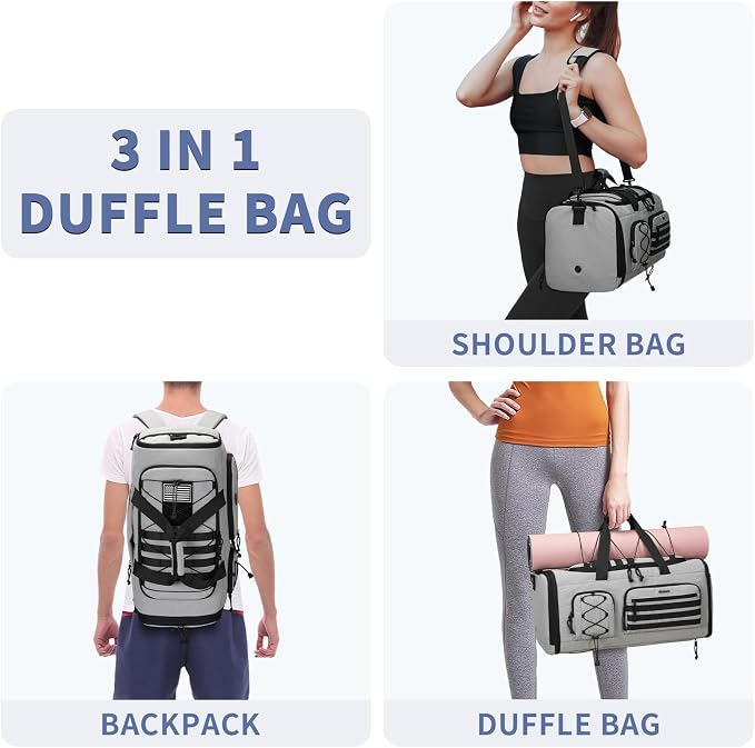BOSSTIN Gym Bag for Men & Women, 45L-50L Expandable Sports Duffle Bag | Convertible Duffel Backpack, Comes with Toiletry Bag, Shoe Compartment & Wet Pocket, for Workout, Weekender, Overnight Travel - Image 5
