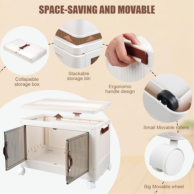 3 Tier Plastic Stackable Storage Bins and Boxes Organizer, Foldable Containers, Stackable Closet Organizers, Collapsible Boxes, White (3 Tier, 25.8″) - Image 5