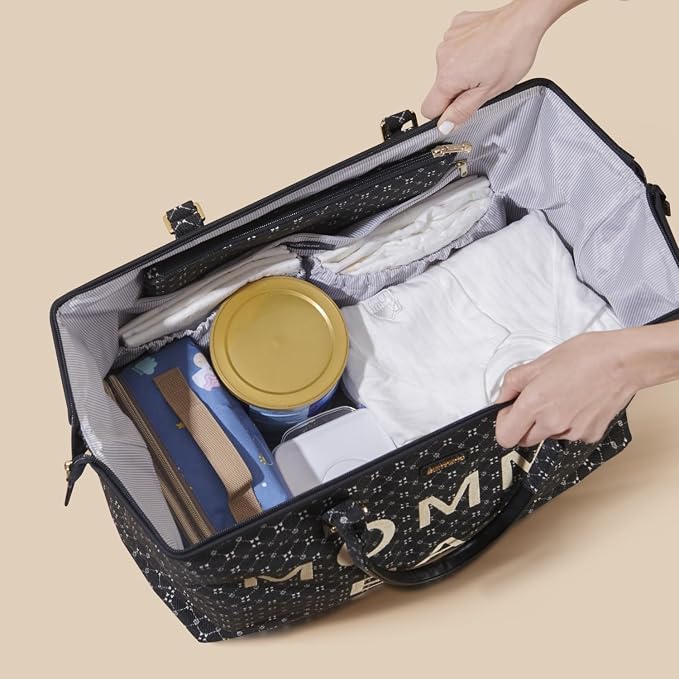 SUNVENO Mommy Bag, Large Hospital Bag with Changing Pad, Organizer Pouches & Luggage Sleeve for Travel & Diaper Essentials - Image 4