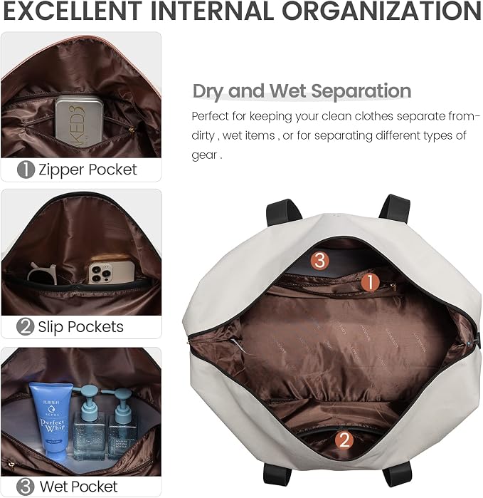 LOVEVOOK Weekender Bag for Women, Large Duffle Bag for Travel with 2 Packing Cubes, Carry on Overnight Bag with Shoe Compartment, Mom Hospital Bags for Labor and Delivery - Image 7