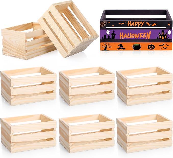 Roowest 12 Pcs Wood Crate Decoration Sets Mini Storage 5" Farmhouse Table Centerpiece Decor Kit for Spring Birthday Wedding Home Decor by Roowest
