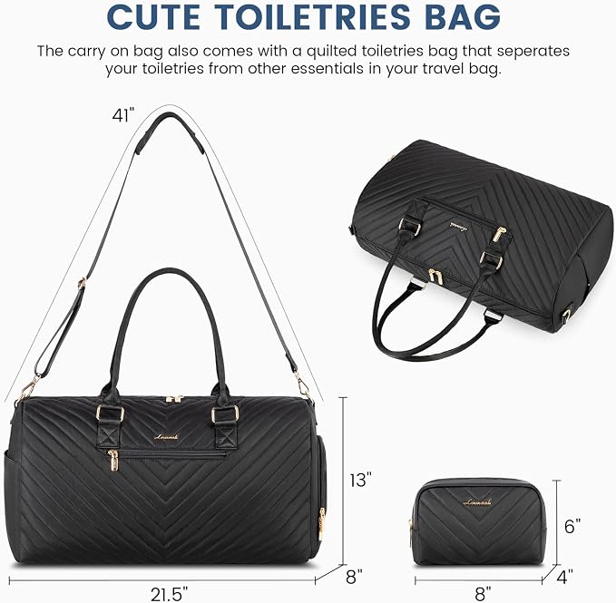 LOVEVOOK Travel Duffle Bag, Weekender Bag for Women with Toiletry Bag, Carry on Overnight Bag with Shoe Compartment, Gym Duffel Bag with Wet Pocket, Mommy Hospital Bags for Labor and Delivery - Image 2