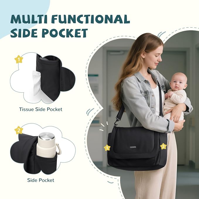 14L Puffer Diaper Bag Tote, Large Capacity Travel Diaper bags, Crossbody Hospital Bag for mom - Image 2