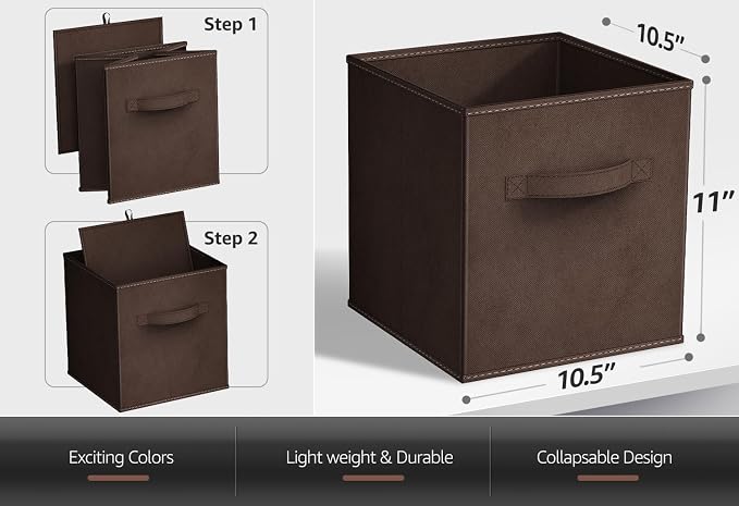 Sorbus Fabric Storage Cubes - 8 Foldable Storage Bins for Organizing Pantry, Cubbies, Toy Box - Clothes Storage & Closet Organizer - 11 Inch Collapsible Cube Baskets for Shelves with Handle - Image 5