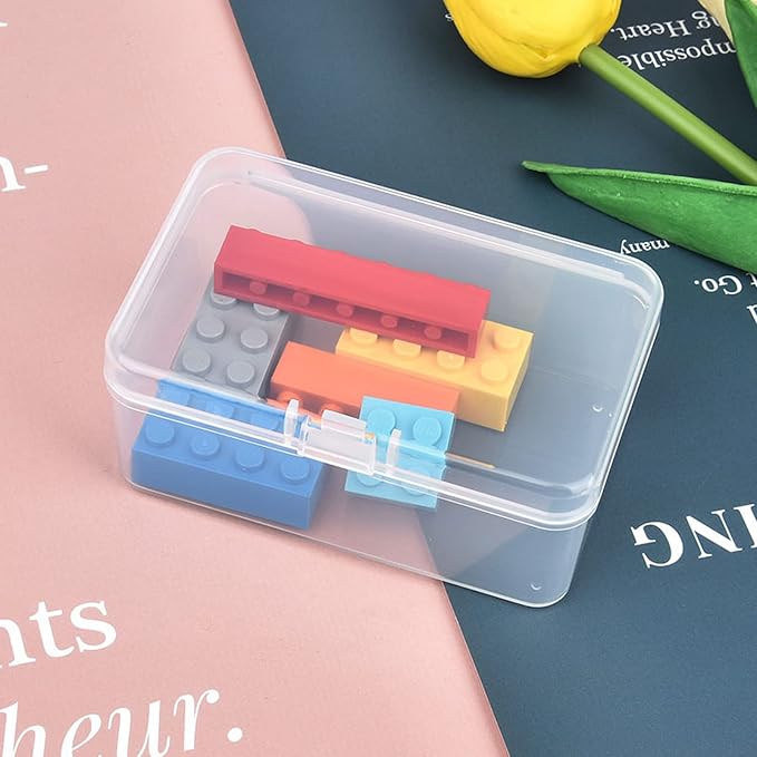 20 Pack Rectangular Mini Clear Plastic Storage Containers | Hinged Lid, For Beads and Small Craft Items, 3.35 x 2.17 x 1.38 inch - Image 5