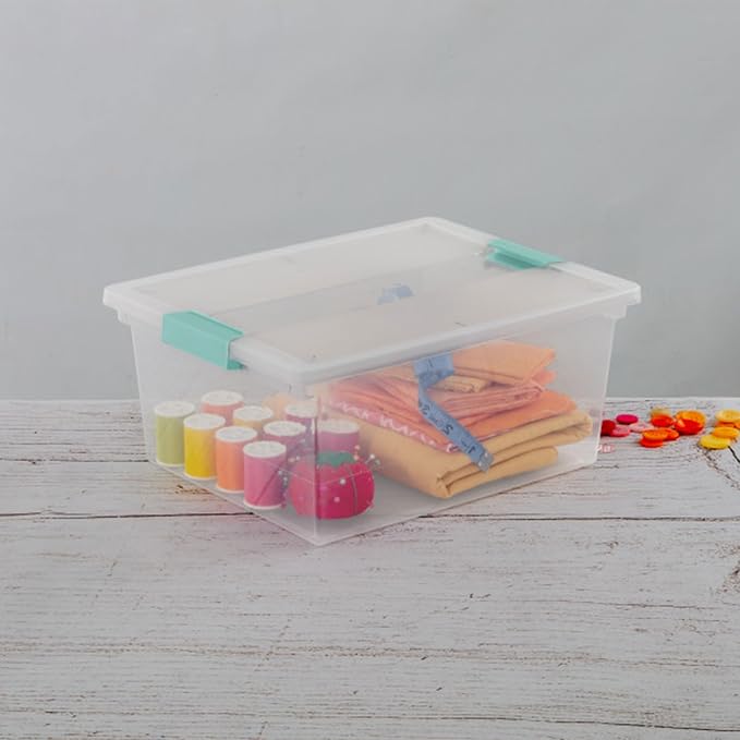 Sterilite Clip Box, Stackable Clear Plastic Bins- Deep, 8-Pack | Storage Containers with Latching Lids for Writing, Arts or Crafts Supplies - Home, Office, Classroom & Workshop Organization - Image 8