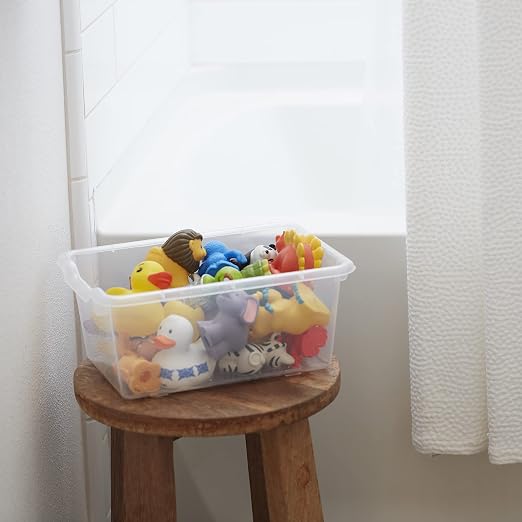 ECR4Kids Scoop Front Storage Bins, Multipurpose Organization, Clear, 25-Piece | Durable plastic, GREENGUARD Gold Certified, 1.2 gallon capacity, lightweight & nestable, built-in handle, classroom/home use - Image 11