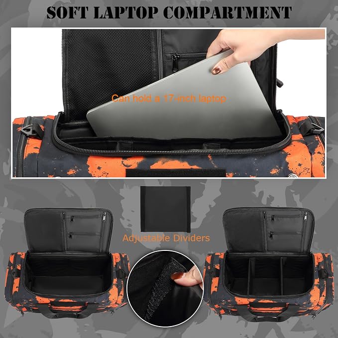 45L Large Duffle Bag for Men & Women - Military Tactical Gym Bag for Travel | Weekender Large Sports Bag with Dividers for Hockey Football Baseball Soccer Basketball & Team Training - Image 4