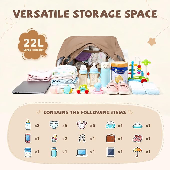 14L Puffer Diaper Bag Tote, Large Capacity Travel Diaper bags, Crossbody Hospital Bag for mom - Image 6