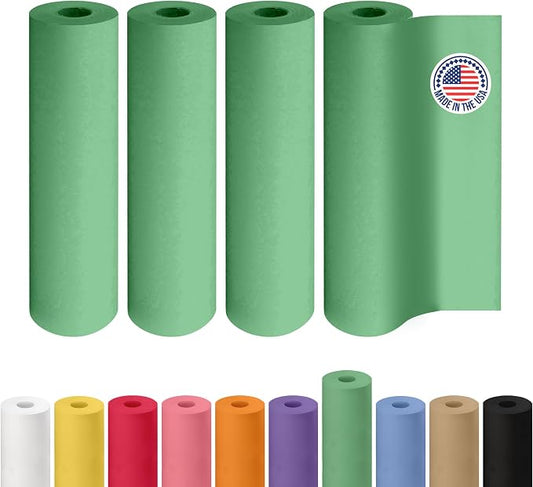 12" x 1200" (100 ft) Green Kraft Paper Rolls, Pack of 4 - USA-Made Quality Craft Paper for Gift Wrapping, Kids Arts & Crafts, School Projects - Natural, 50lb Thickness by IDL Packaging by IDLPackaging