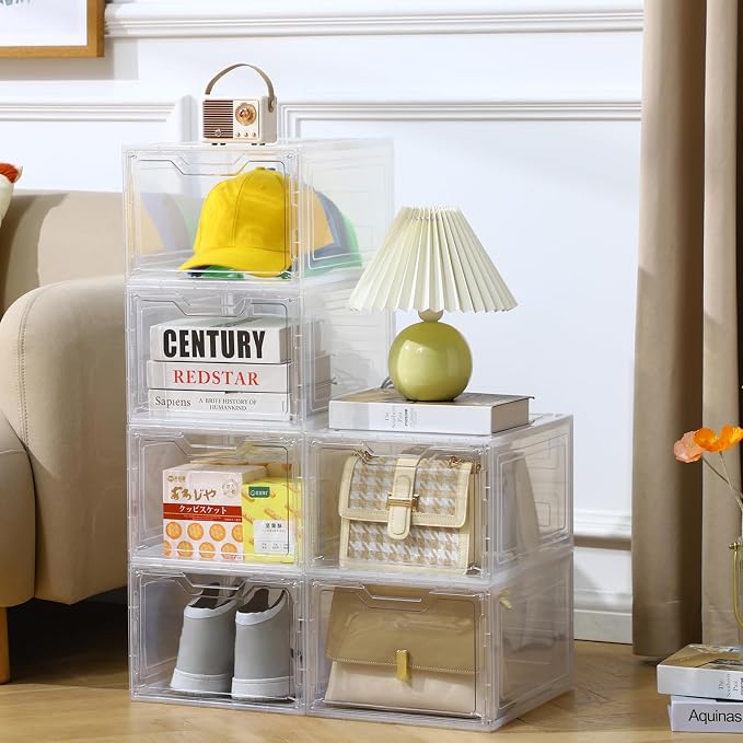 6 Pack Clear Storage Bins with Lids, 19 Qt Closet Organizers and Storage | Stackable, Magnetic Doors, Clothes Organizers and Storage, Purse Organizer, Craft Containers - Image 8