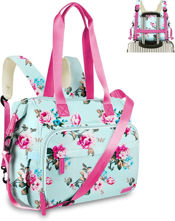 Diaper Bag Backpack Mommy Bag Large Capacity Diaper Backpack Travel Essential Baby Diaper Bag for Mom and Dad, Black (Blue-Floral) by Pripher