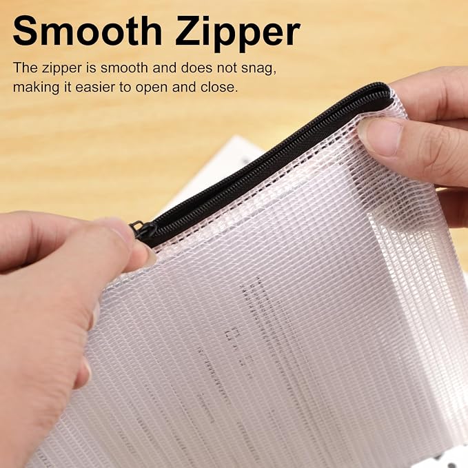 25pcs Multisize Mesh Zipper Pouch Bags, Waterproof Zipper Bag, 8 Sizes Waterproof Plastic Document Pouch, Bags for Travel Storage, Office Supply and Home Organize - Image 6