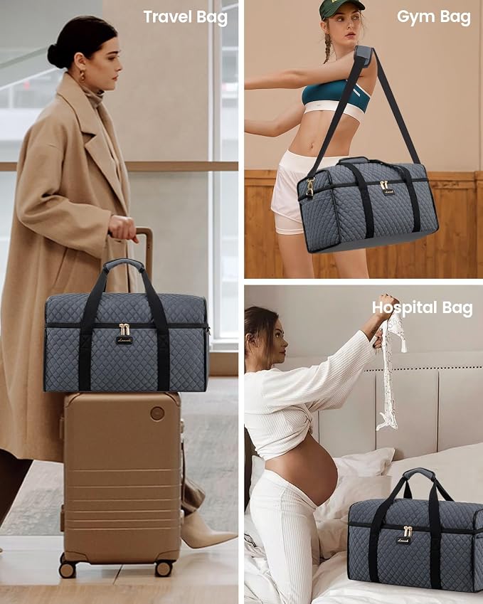 LOVEVOOK Travel Duffle Bag - Weekender & Overnight Bag with Toiletry & Wet Pocket, Carry-On Size, 3pc Set - Image 8