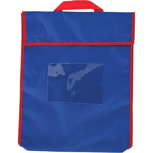 Really Good Stuff Store More Large Book Pouches, 4-Pack, Blue | Stitched-on Handle, Clear Name Tag Pocket, Durable Fabric, Water Resistant, Send Home Books & Homework by ReallyGoodStuff
