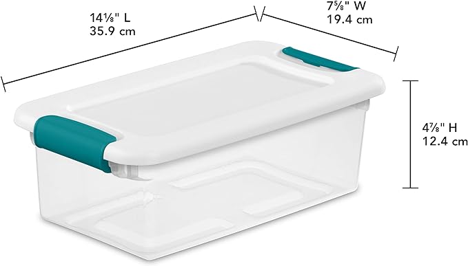 Sterilite 6 Quart Latching Box, Small Clear Plastic Storage, White, 12 Pack - Image 2