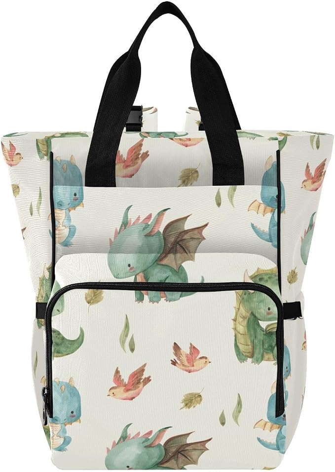 Watercolor Dragon Diaper Bag Backpack Multi Function Baby Changing Bags Waterproof Large Capacity Travel Back Pack for Mom Dad by LLCxigua