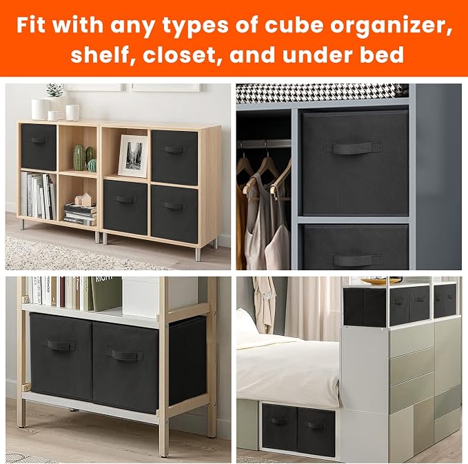 8 Pack 11 inch Fabric Storage Cubes with 3 Pack Sock Underwear Drawer Organizer for Clothing Organization and Storage - Image 4