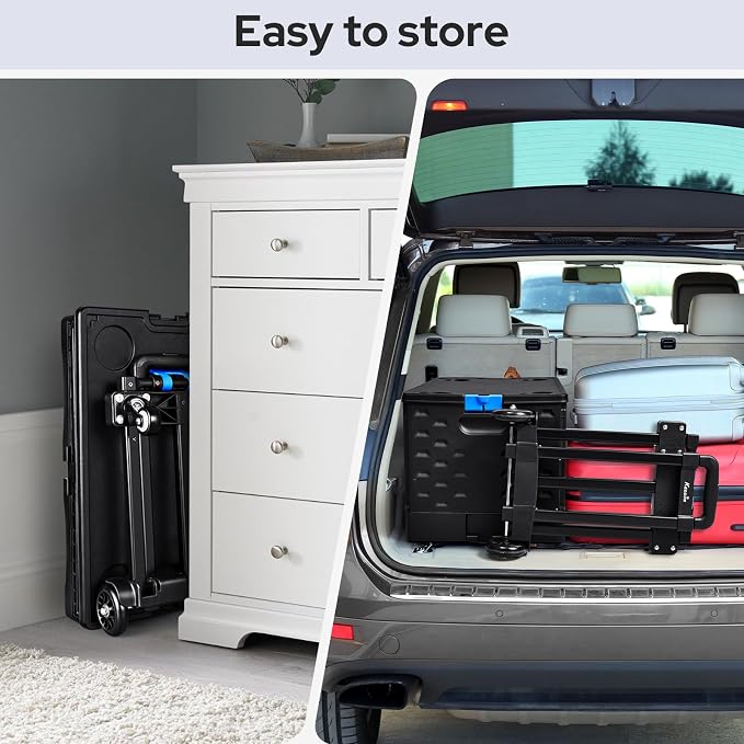 KEDSUM 2 in 1 Rolling Cart with Durable Removable Crate, 290 LBS/70L Capacity Collapsible Rolling Crate with Lid for School, Craft, Office & Garden, on 4 Rotate Wheels - Image 6
