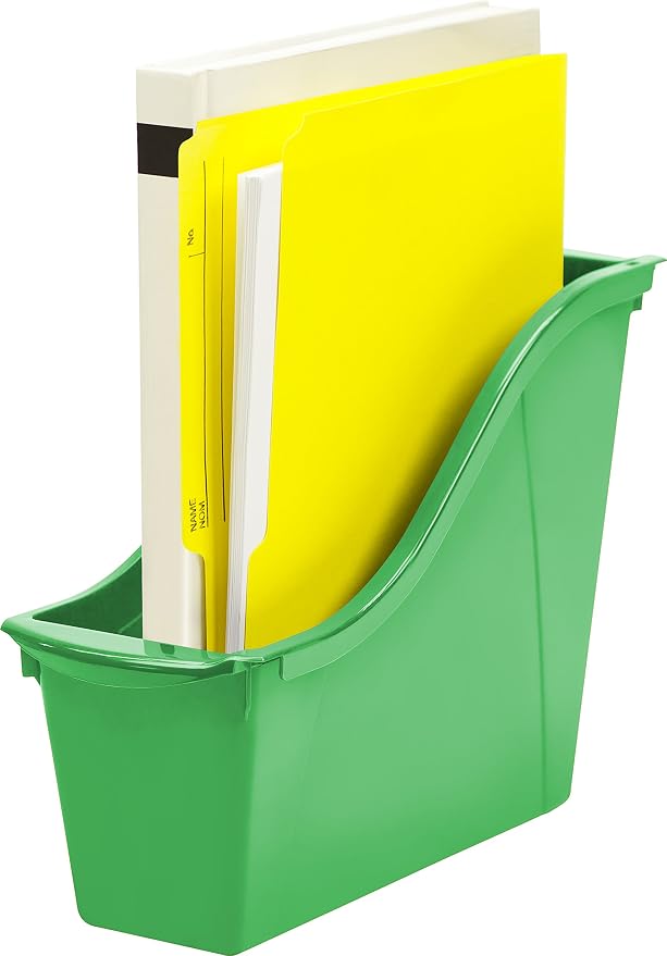 Storex Small Book Bin, Linking Storage Bin, Dry Erase Surface, 11.75" x 8.5" x 4.5" STEM Green (Pack of 6) - Image 9