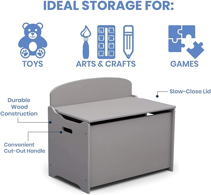Delta Children MySize Deluxe Toy Box, Grey - Image 4