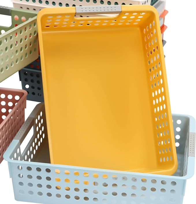 24 Pack Classroom Baskets, Colorful Organizer Baskets, Classroom Storage Bin Book Basket, Pencils Storage Basket Plastic Book Bins for Study Room, Living Room Office Organizer - Image 6