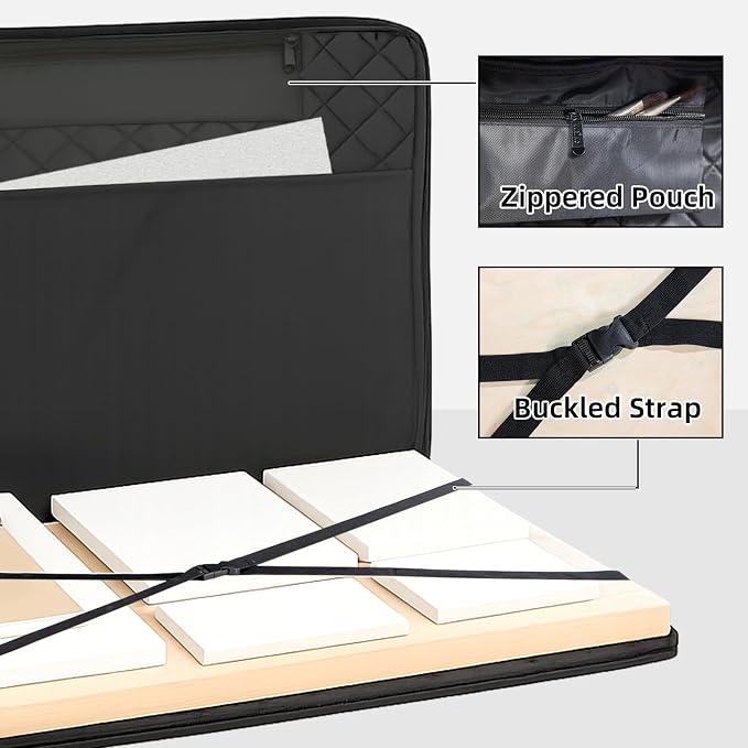 JJRING 24x36 Quilting Canvas Art Portfolio Case Bag, Black | Lightweight Portable Storage Case For Posters, Artwork, Drawing & Sketching Boards - Image 4