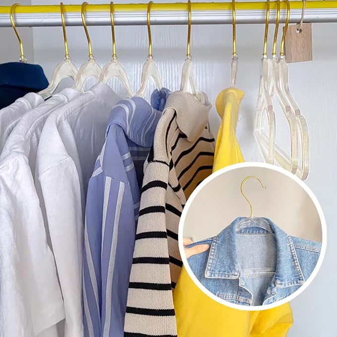 Clear Clothes Hangers 16", 20 Pack Plastic Coat Hanger for Adult Closet, Durable Ganchos de Ropa with Swivel Hook, Thin Space Saving Perchas de Plástico for Spaghetti Strap Dress Suit - Image 6