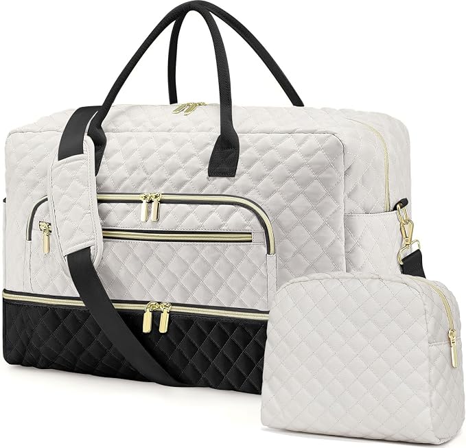 Travel Duffle Bag Weekender for Women - Carry-On Overnight Personal Item Bags with Shoe Compartment & Wet Pocket Large Weekend Tote with Toiletry Bag Hospital Bags for Labor and Delivery by LUOCIP