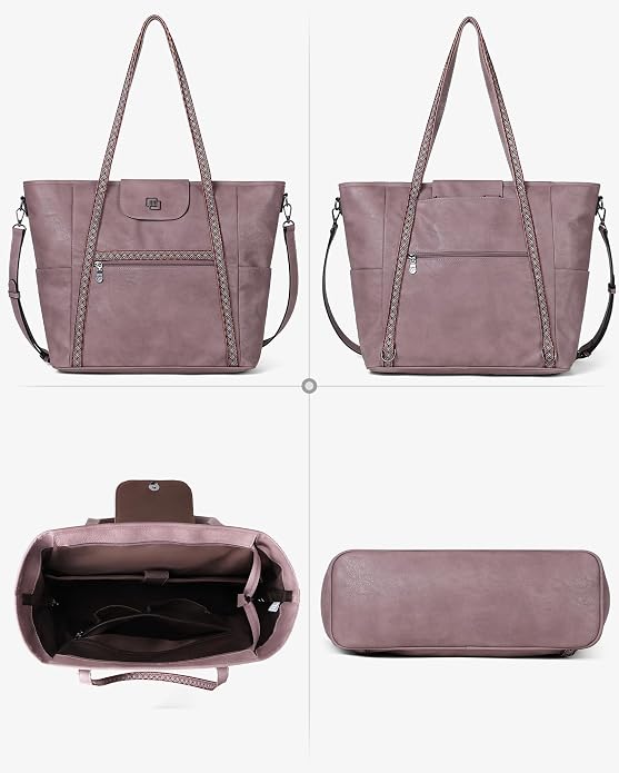 Large Laptop Tote Bag for Women Designer Leather Laptop Bag, 15.6in | Fashion Travel Backpack Purse Shoulder Handbag Fits 15.6 Laptop, Daily, Work, Business Trip, Weekend Travel, Teacher - Image 7