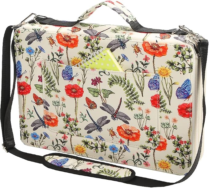 384 Slots Pencil Case, 4-Layer Organizer with Shoulder Strap | 4-layer twill oxford case with 384 elastic slots, carry handle, removable strap, and outer pocket for phone or keys. by Lbxgap
