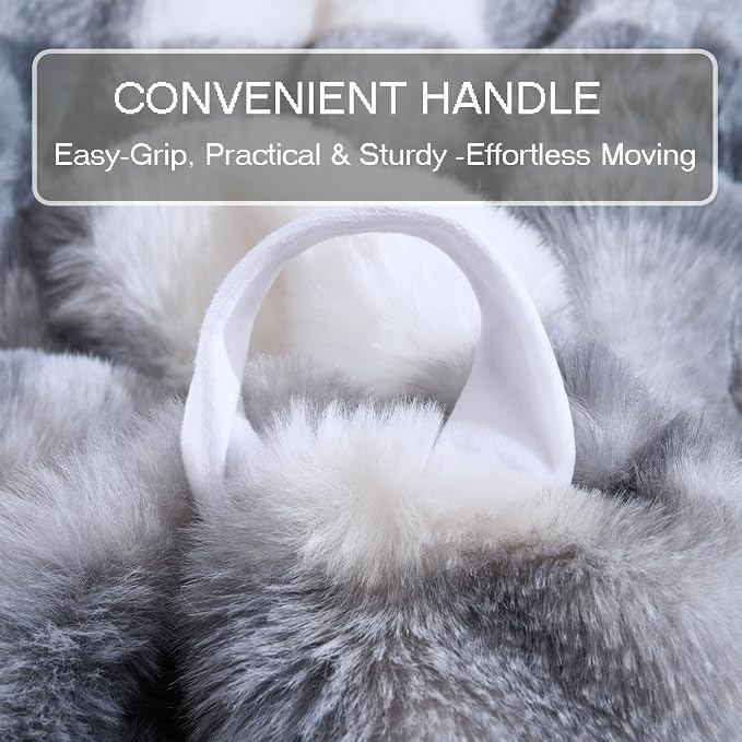 Fluffy Faux Rabbit Fur Bean Bag Chair Cover(No Filler),Cozy Shaggy Bubble Stuffed Animal Storage Large Bean Bag Cover for Bedroom Living Room,Fuzzy Bean Bag Cover Girls Teens Adult,White and Grey - Image 7