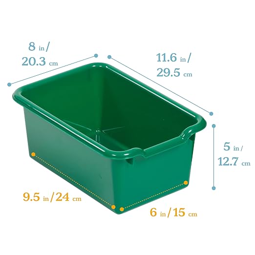 ECR4Kids Scoop Front Storage Bins, Multipurpose Organization, Green, 10-Piece | Durable plastic, GREENGUARD Gold Certified, 1.2 gallon capacity, lightweight & nestable, built-in handle, classroom/home use - Image 2