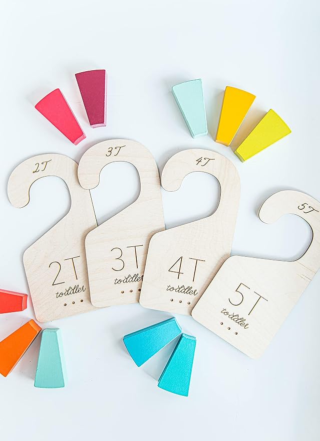 Loft Toddler Closet Dividers Durable Birch Kids Closet Organizer Timeless Etched Design for 2T-5T (Set of 4) - Image 2